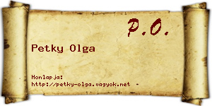 Petky Olga névjegykártya